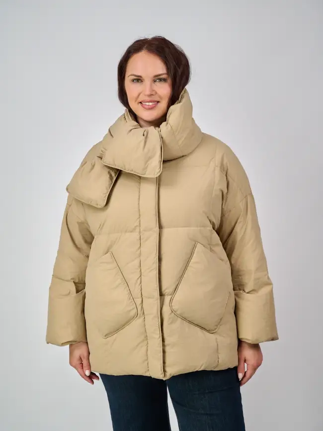 Пуховик женский с шарфом 8358 Размер 50-58 фото 90