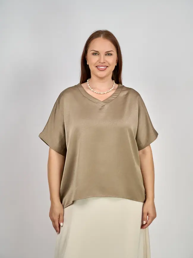 Блуза с v-вырезом ЭттоПлюс 1003 Размеры 50-58 фото 3