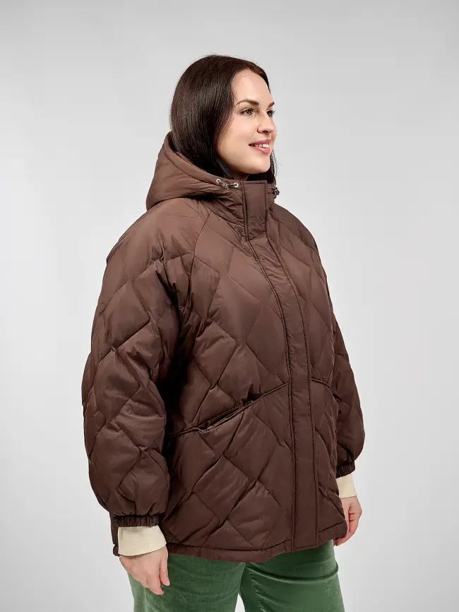 Стеганая куртка с капюшоном 8815 Размер 48-54 фото 4