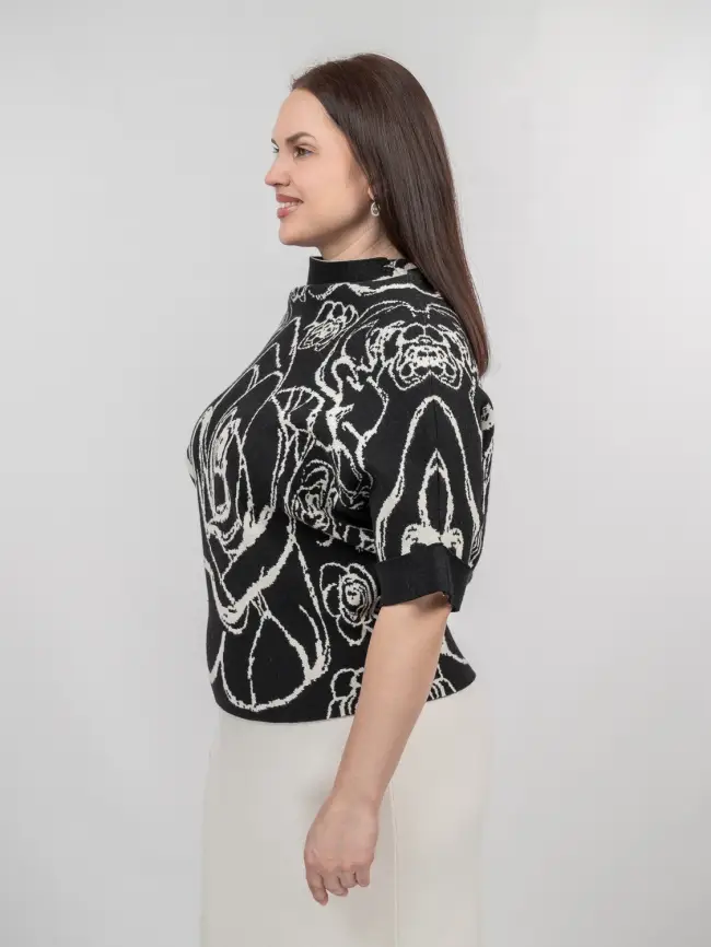 Джемпер "Цветочный принт" 0922 Размер 46-54 фото 13