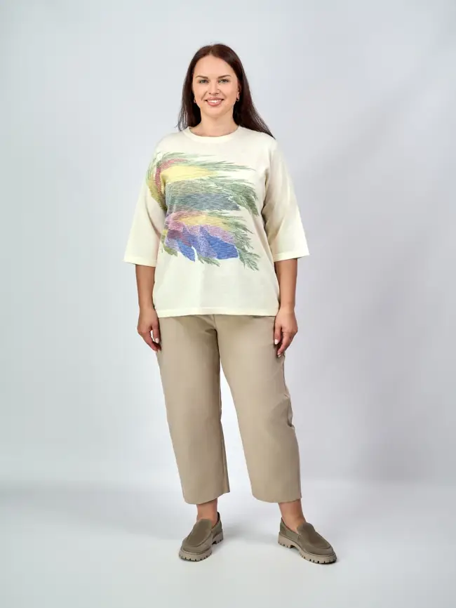 Джемпер облегченный с принтом 1006 Размер 50-58 фото 32