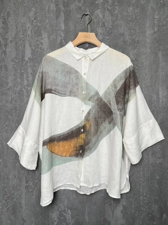 Льняная рубашка 8341 фото 7