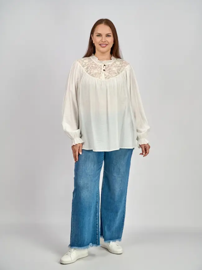 Блуза с гипюром 8013 размер 50- 58 фото 13