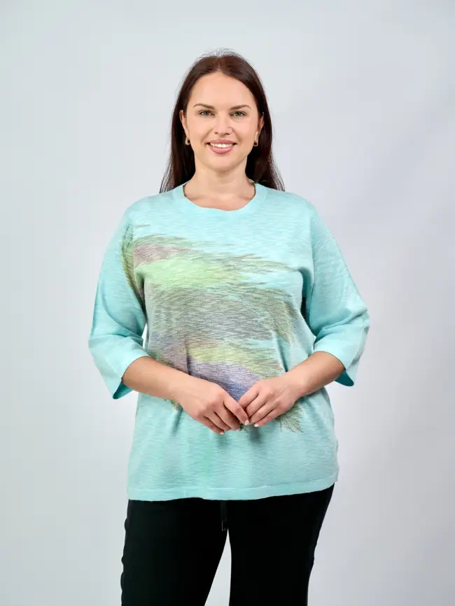 Джемпер облегченный с принтом 1006 Размер 50-58 фото 5