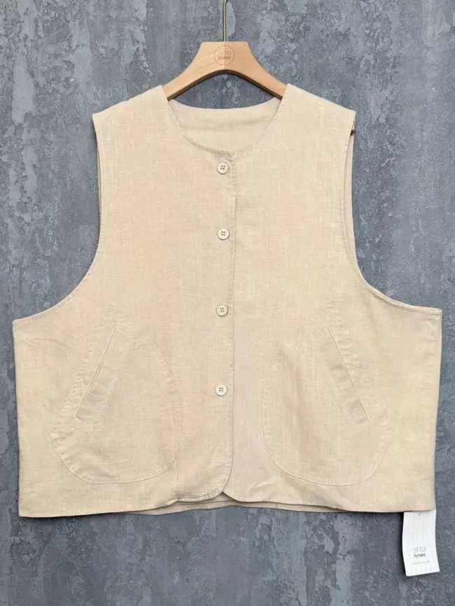 Жилет лен на подкладке 24625 Размер 50-58 фото 4