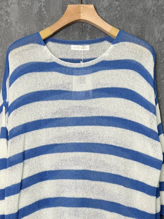 Джемпер облегченный в полоску ЭттоПлюс 25107 Размер 54-58 фото 11