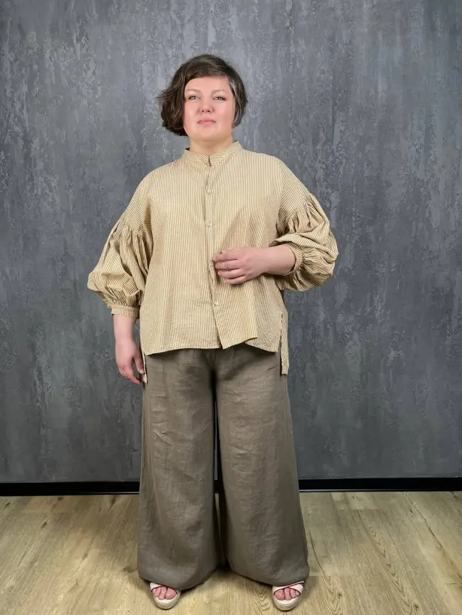 Рубашка фонарик Италия 3160 полоска Размер 52-58 фото 13