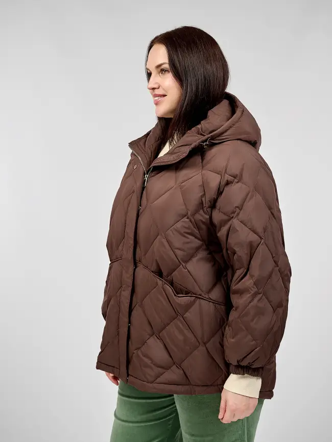 Стеганая куртка с капюшоном 8815 Размер 48-54 фото 9