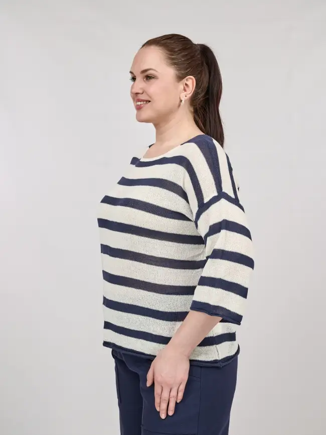 Джемпер облегченный в полоску ЭттоПлюс 25107 Размер 54-58 фото 47