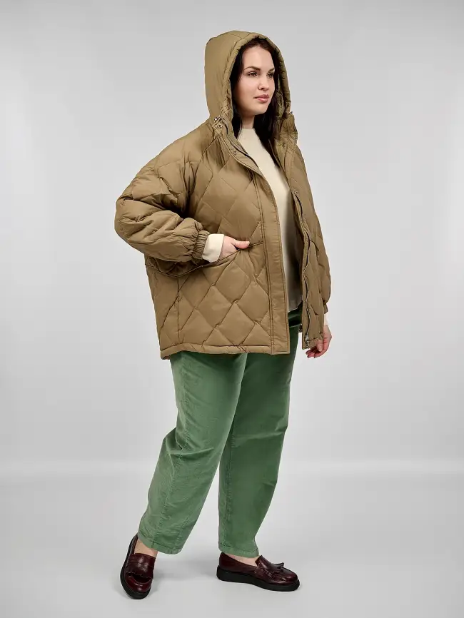 Стеганая куртка с капюшоном 8815 Размер 48-54 фото 35