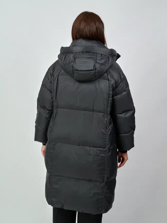 Пуховое пальто с кожаной вставкой 03741 Размер 48-54 фото 13