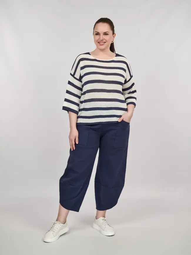 Джемпер облегченный в полоску ЭттоПлюс 25107 Размер 54-58 фото 42