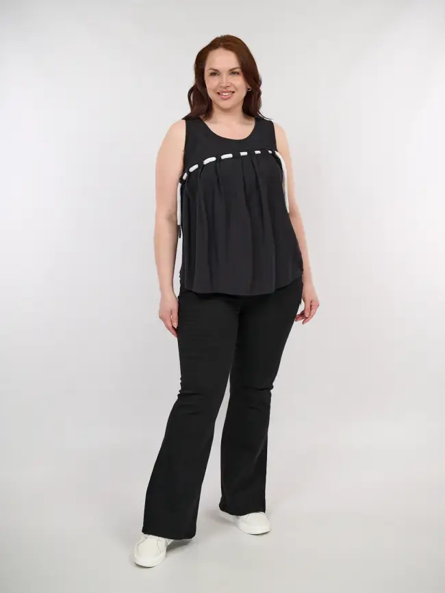Блуза летняя 01175 Размер 46-48 (черный) фото 3