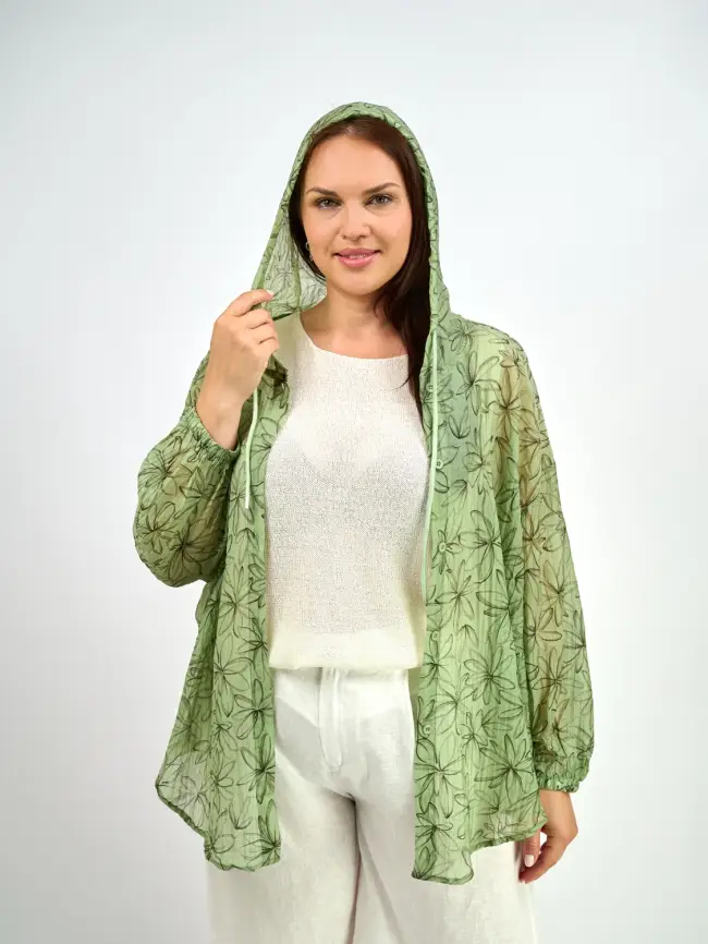 Ветровка-пыльник в цветок 9176 Размер 50-58 фото 1