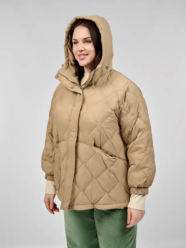 Стеганая куртка с капюшоном 8815 Размер 48-54 фото 50