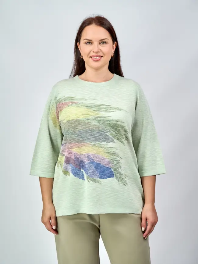 Джемпер облегченный с принтом 1006 Размер 50-58 фото 15