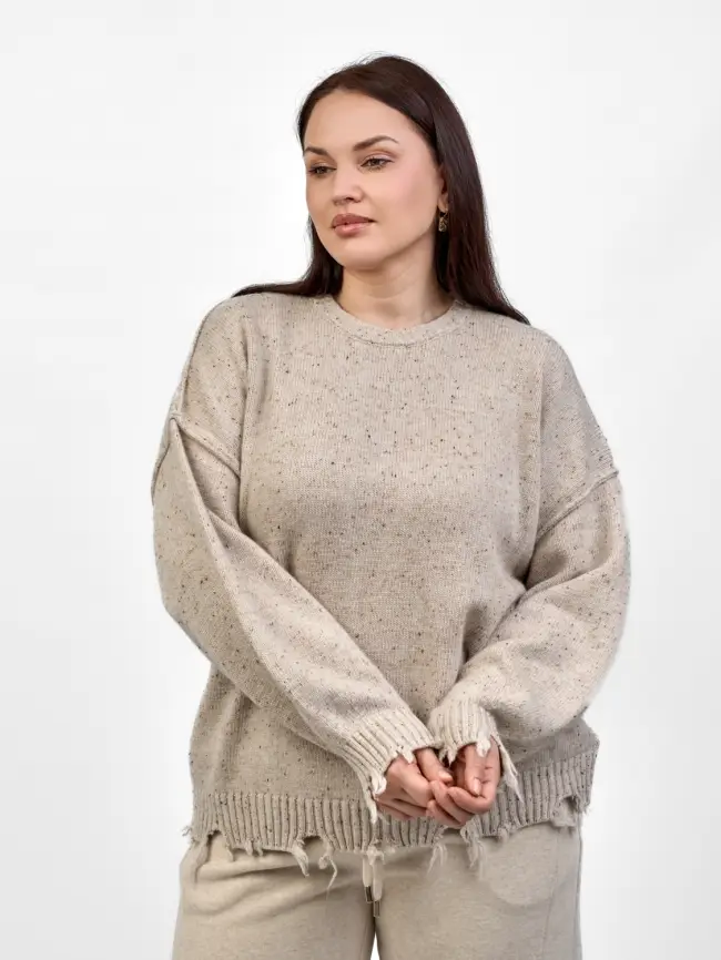 Джемпер рваный оверсайз 58196 Размер 48-58 фото 27
