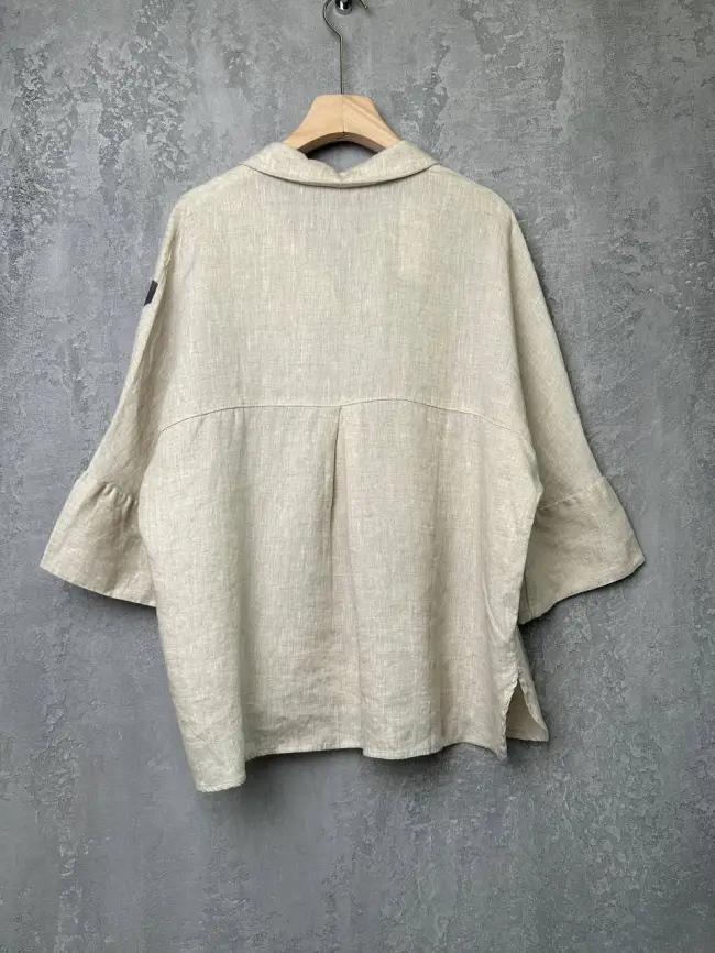 Льняная рубашка с коротким рукавом 8519 фото 2