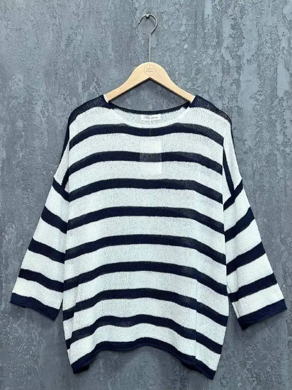 Джемпер облегченный в полоску ЭттоПлюс 25107 Размер 54-58 фото 50