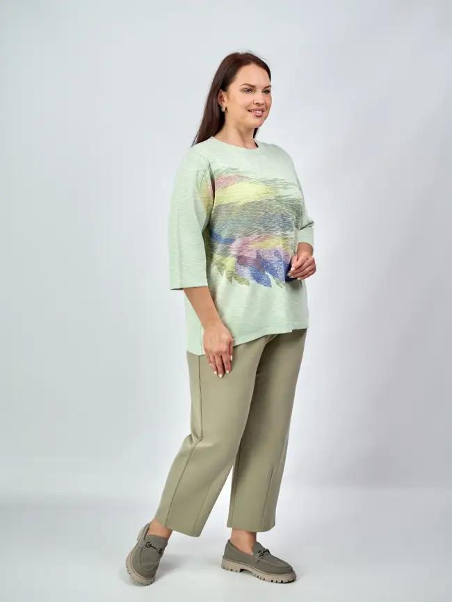 Джемпер облегченный с принтом 1006 Размер 50-58 фото 24