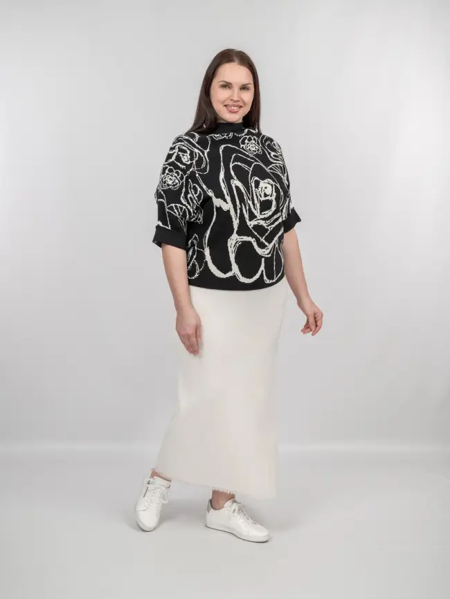 Джемпер "Цветочный принт" 0922 Размер 46-54 фото 17