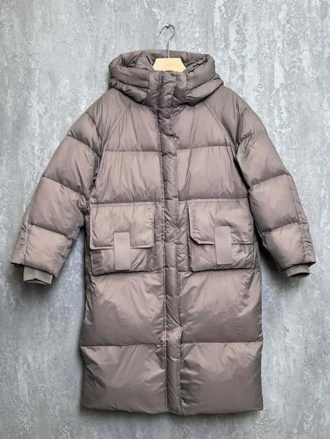 Пуховое пальто с кожаной вставкой 03741 Размер 48-54 фото 28