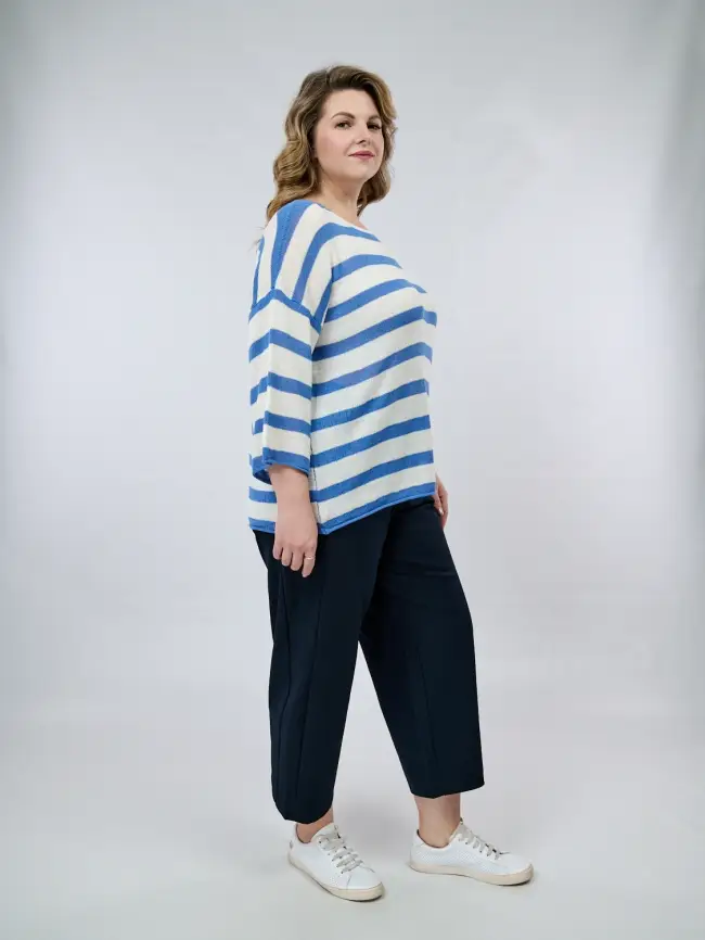 Джемпер облегченный в полоску ЭттоПлюс 25107 Размер 54-58 фото 4