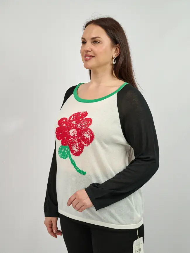 Джемпер с цветком 22917 размер 50- 58 фото 17