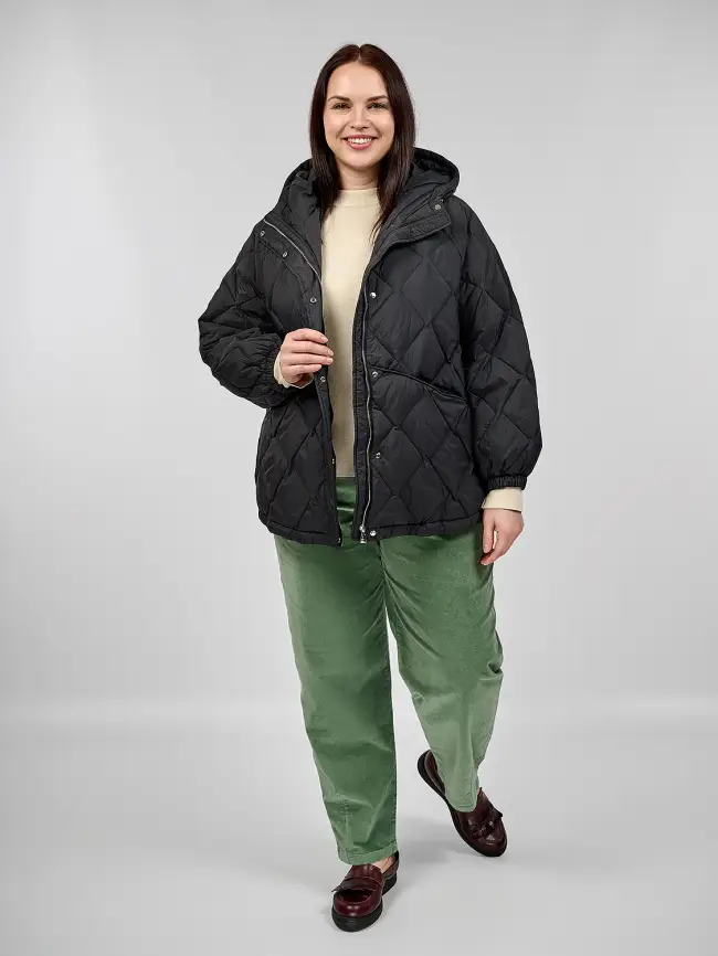 Стеганая куртка с капюшоном 8815 Размер 48-54 фото 18