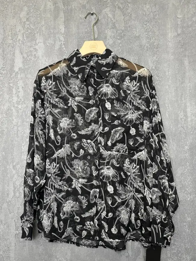 Блуза в цветочек 135-5 Размер 50-58 фото 14