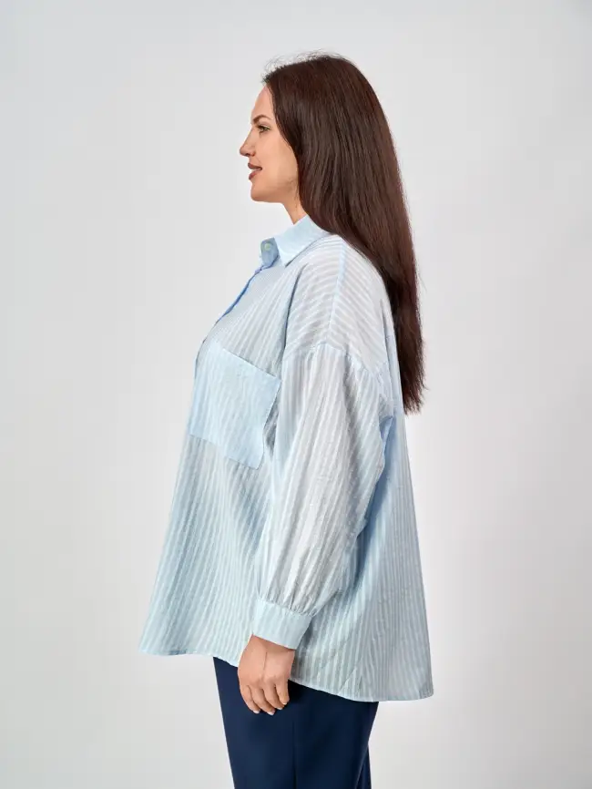 Рубашка в полоску 963 размер 50- 58 фото 14