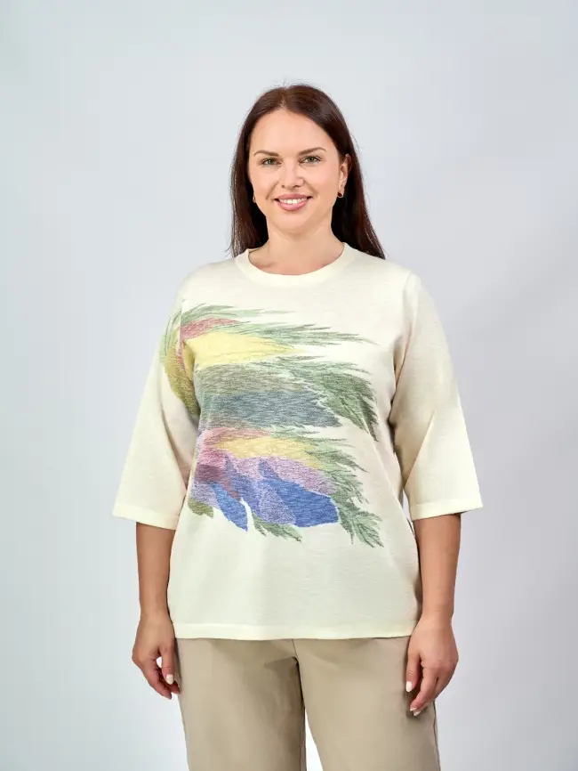 Джемпер облегченный с принтом 1006 Размер 50-58 фото 31