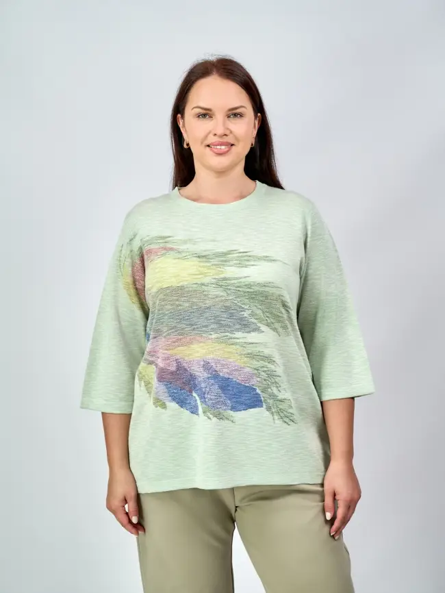 Джемпер облегченный с принтом 1006 Размер 50-58 фото 21