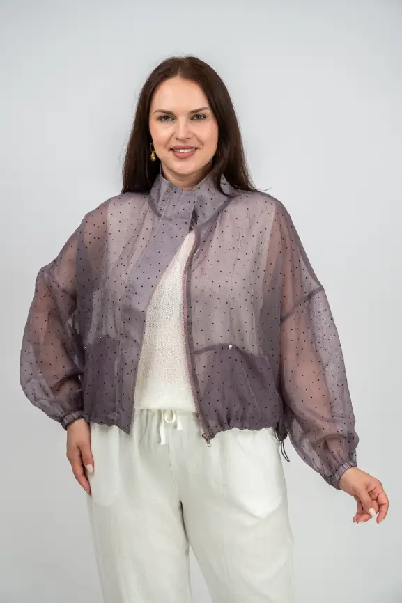 Ветровка-пыльник в горох 6703 Размер 50-58 фото 50