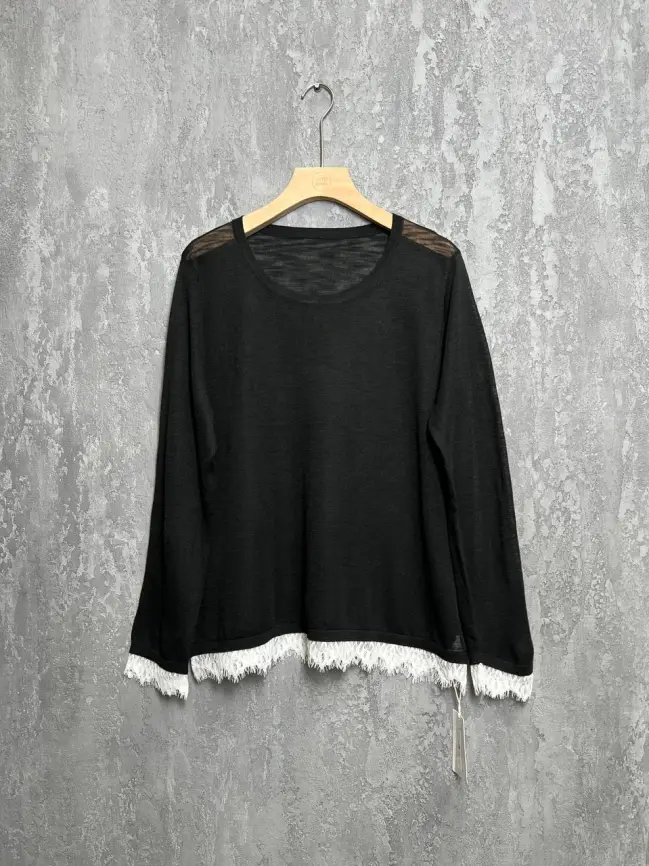 Джемпер с кружевом 22919 размер 50- 58 (черный, 2XL)Уценка фото 1