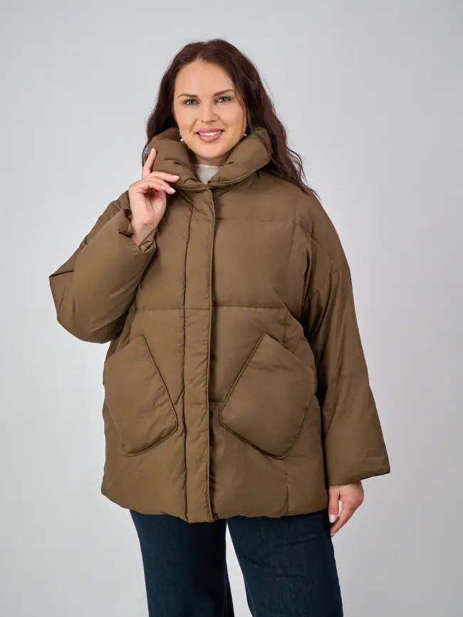 Пуховик женский с шарфом 8358 Размер 50-58 фото 81