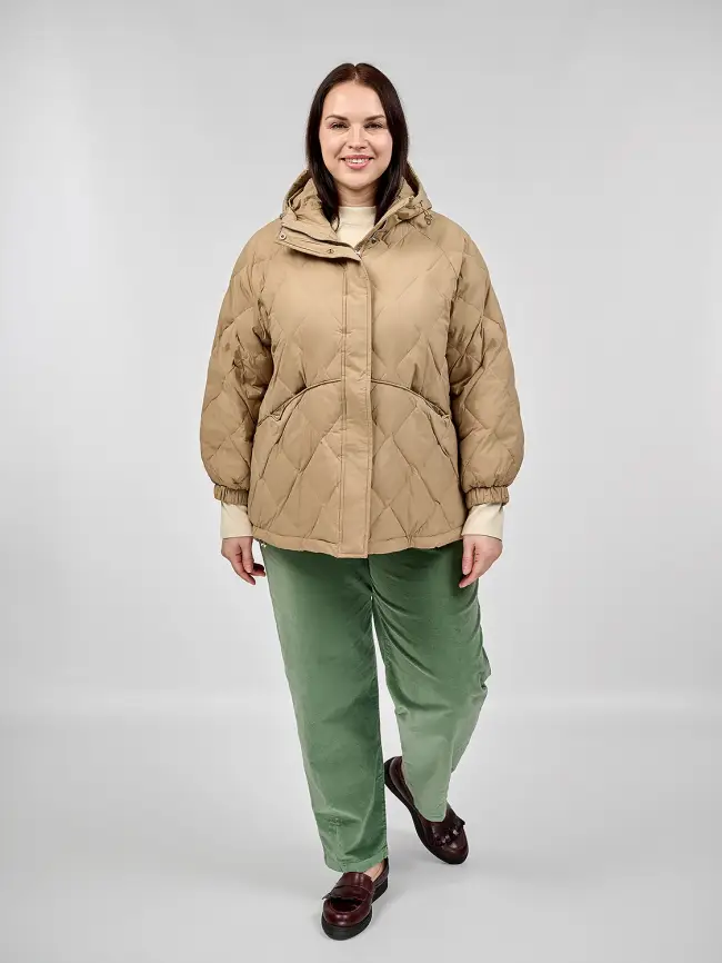 Стеганая куртка с капюшоном 8815 Размер 48-54 фото 46
