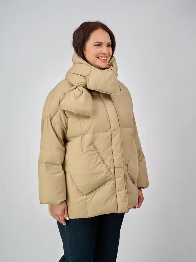 Пуховик женский с шарфом 8358 Размер 50-58 фото 91