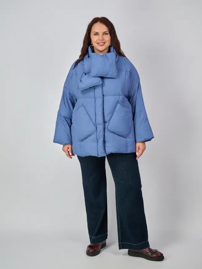 Пуховик женский с шарфом 8358 Размер 50-58 фото 27