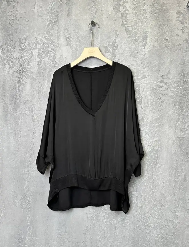 Блуза атлас 22990 (черный) Уценка фото 1