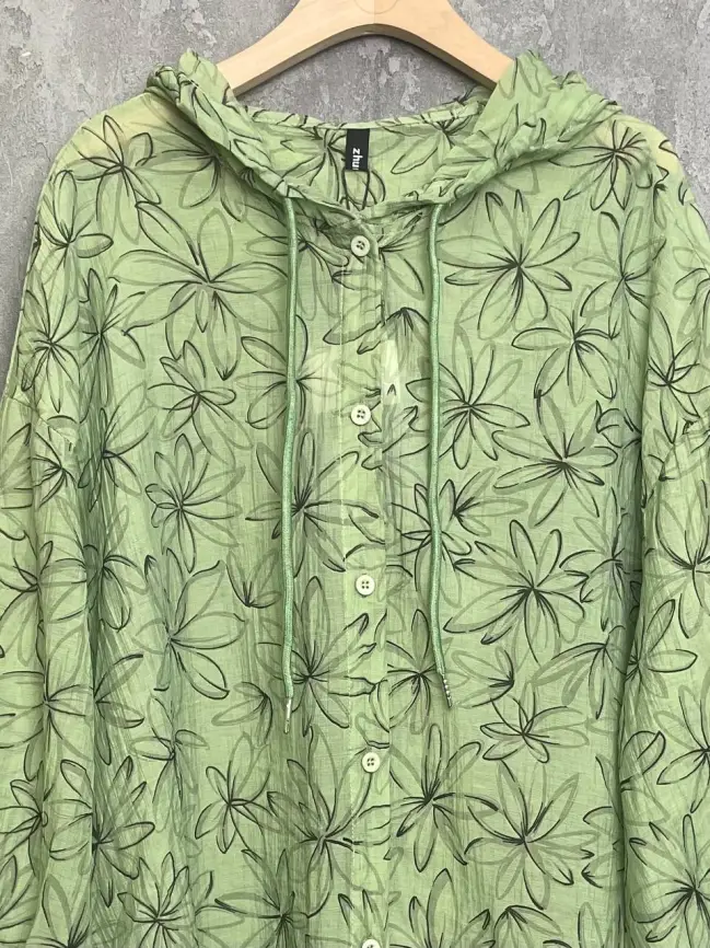 Ветровка-пыльник в цветок 9176 Размер 50-58 фото 8