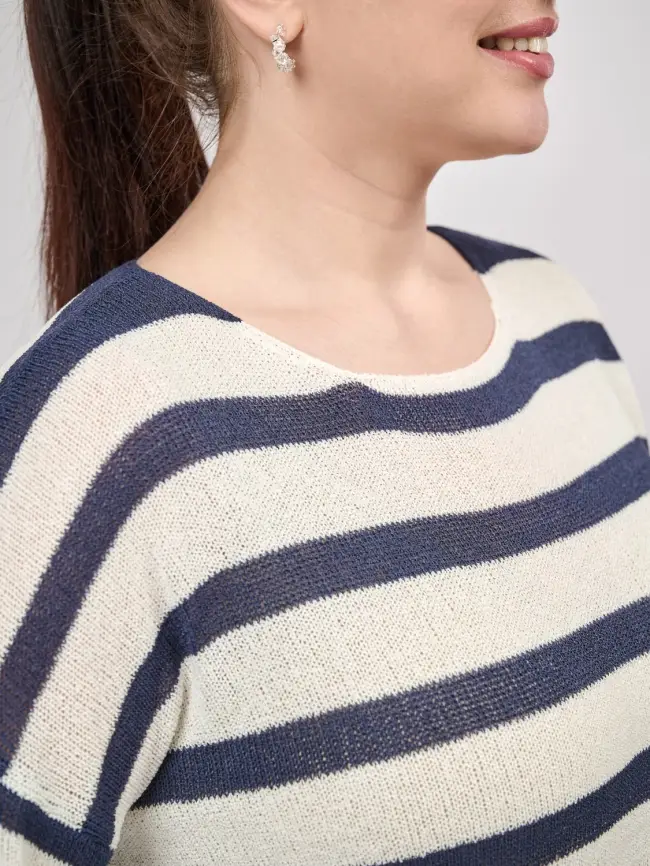 Джемпер облегченный в полоску ЭттоПлюс 25107 Размер 54-58 фото 48