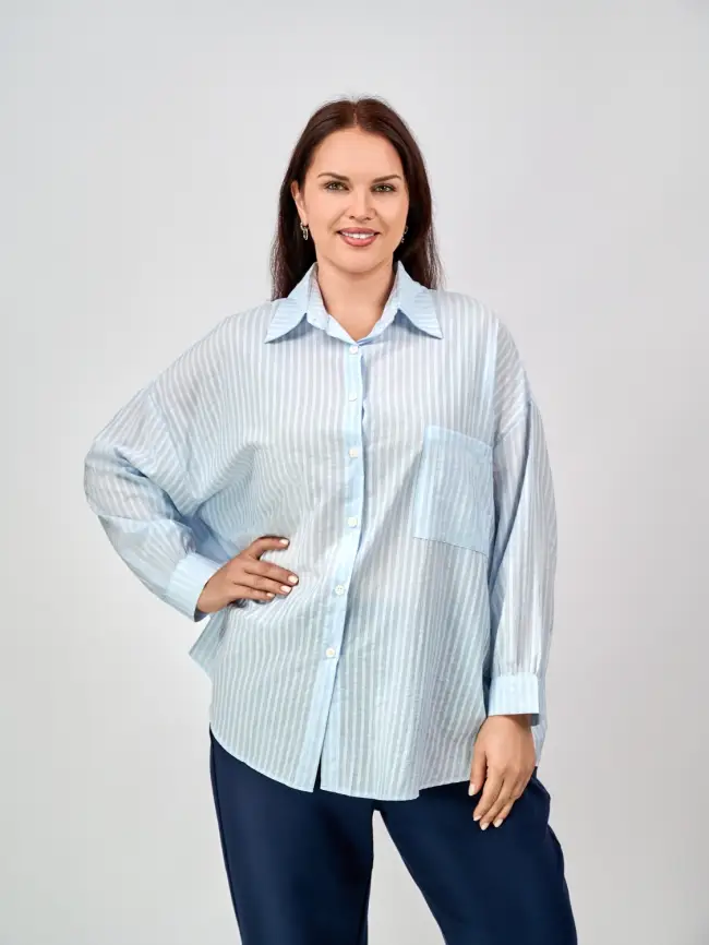 Рубашка в полоску 963 размер 50- 58 фото 12