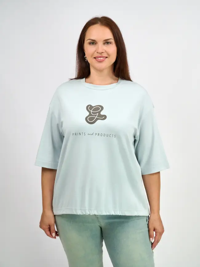 Лонгслив с принтом 95047 Размеры 48-58 фото 2