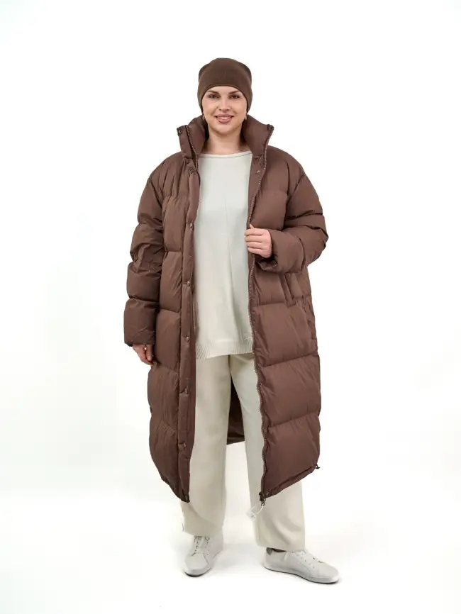 Пуховое пальто 9066 Размер 54-58 фото 17