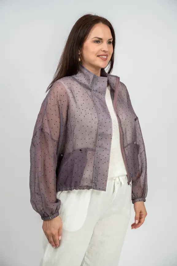 Ветровка-пыльник в горох 6703 Размер 50-58 фото 49