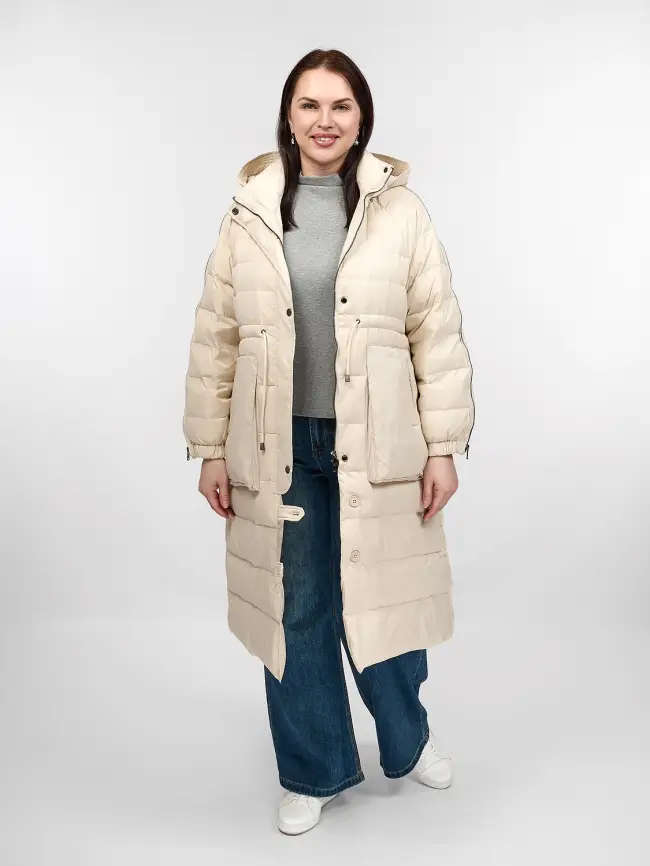 Пуховое пальто 23095 Размер 48-54 фото 16