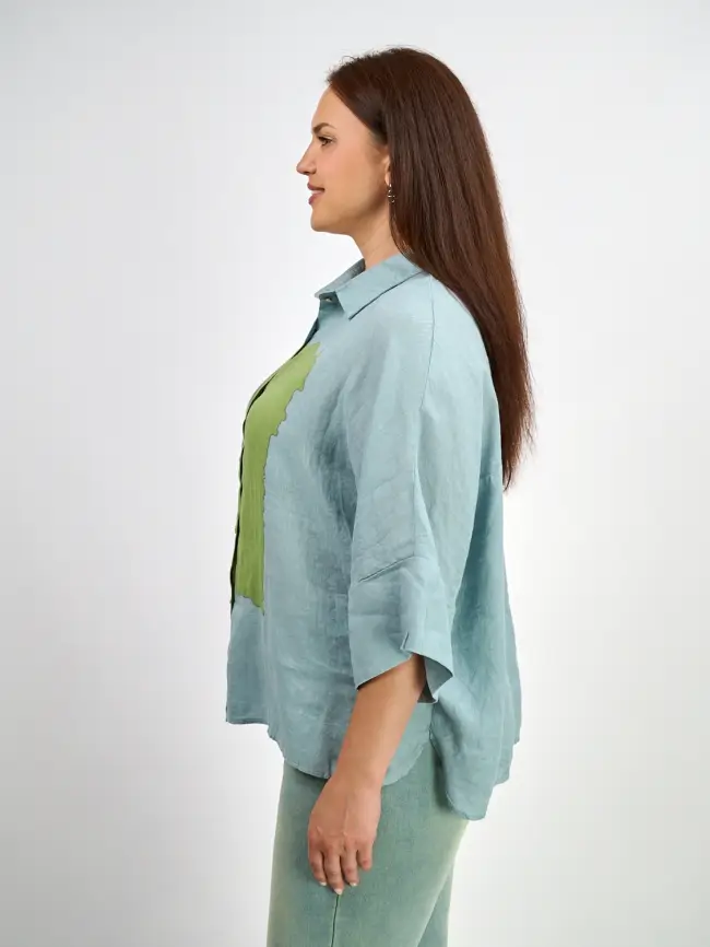 Льняная рубашка с тюльпаном 8342 Размер 50-58 фото 12