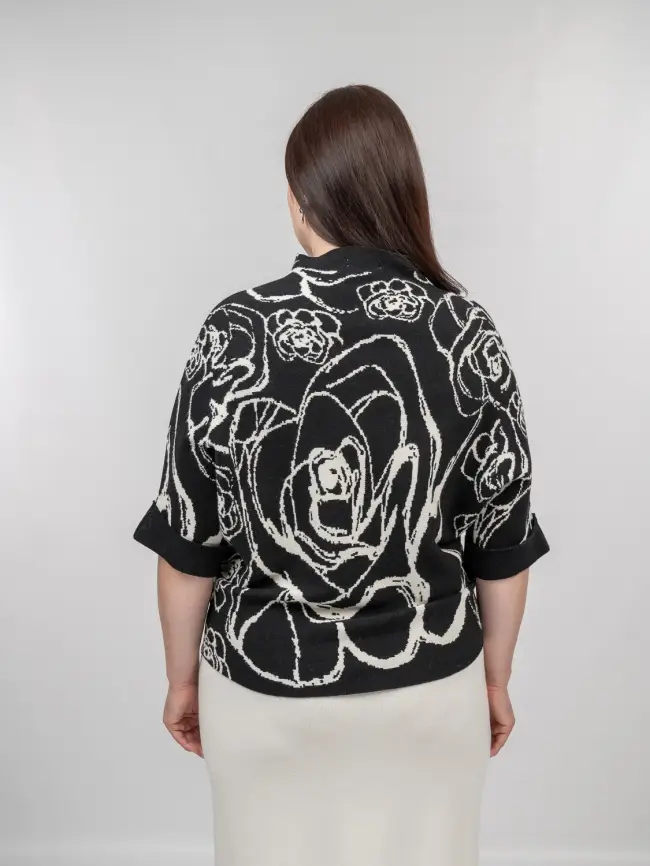 Джемпер "Цветочный принт" 0922 Размер 46-54 фото 15