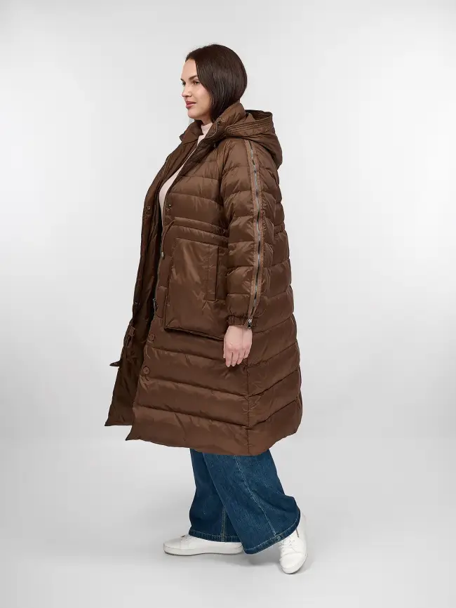 Пуховое пальто 23095 Размер 48-54 фото 3